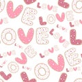 Seamless pattern Letter shaped cookies love Valentine`s Day vector illustration Royalty Free Stock Photo